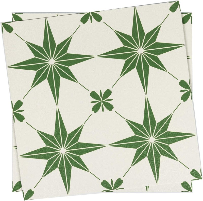 Dureidos Peel and Stick Floor Tiles: 11.8"x11.8" Self-Adhesive Easy to Install Tile Sticker, Waterproof Vinyl Flooring,for Bathroom, Kitchen, Bedroom, 20PCS Covering 20 sq ft Green and White - Image 1